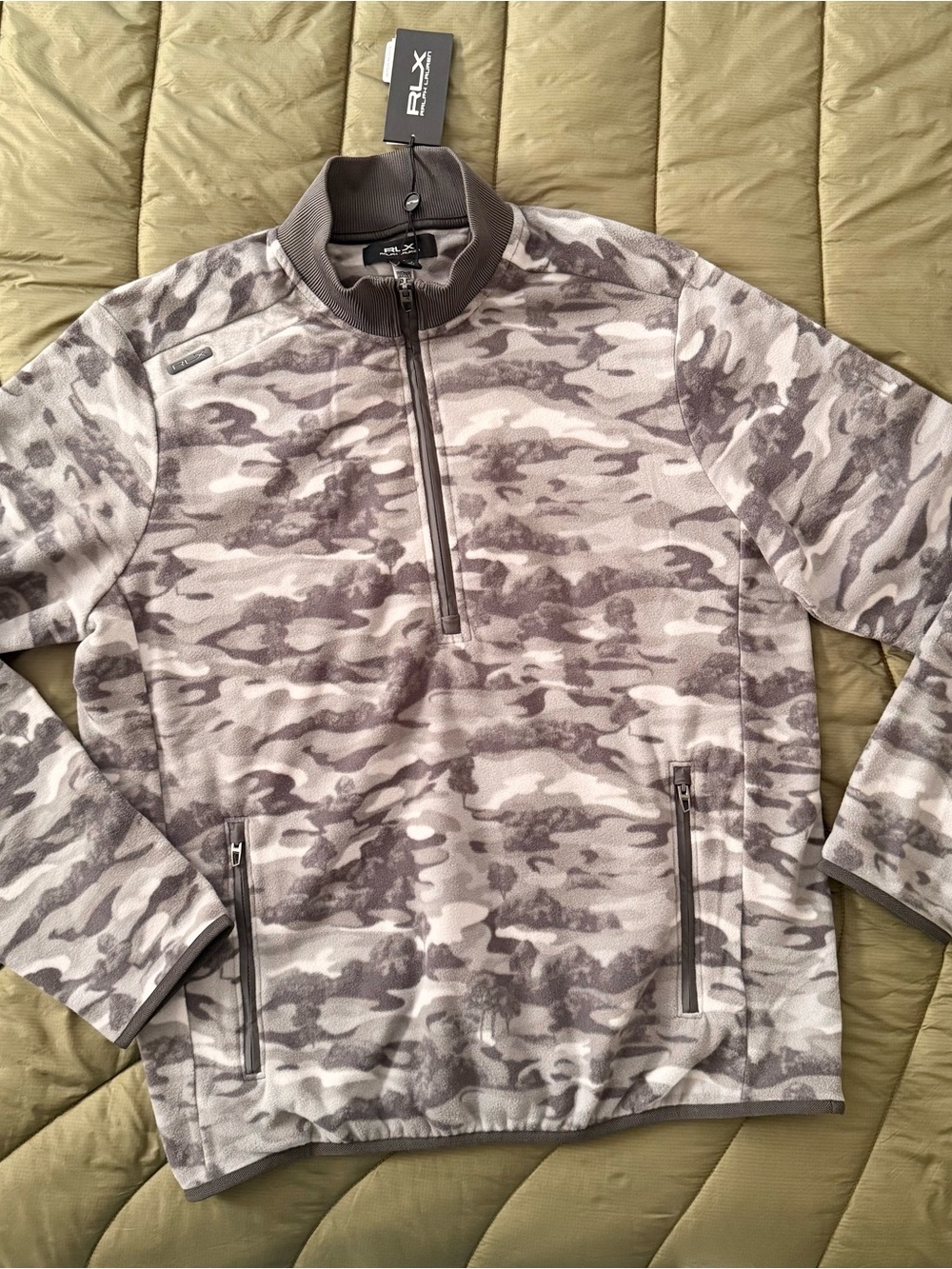 RLX Ralph Lauren ⛳️ Gray “Dawn” Camo Quarter-Zip Pullover Fleece